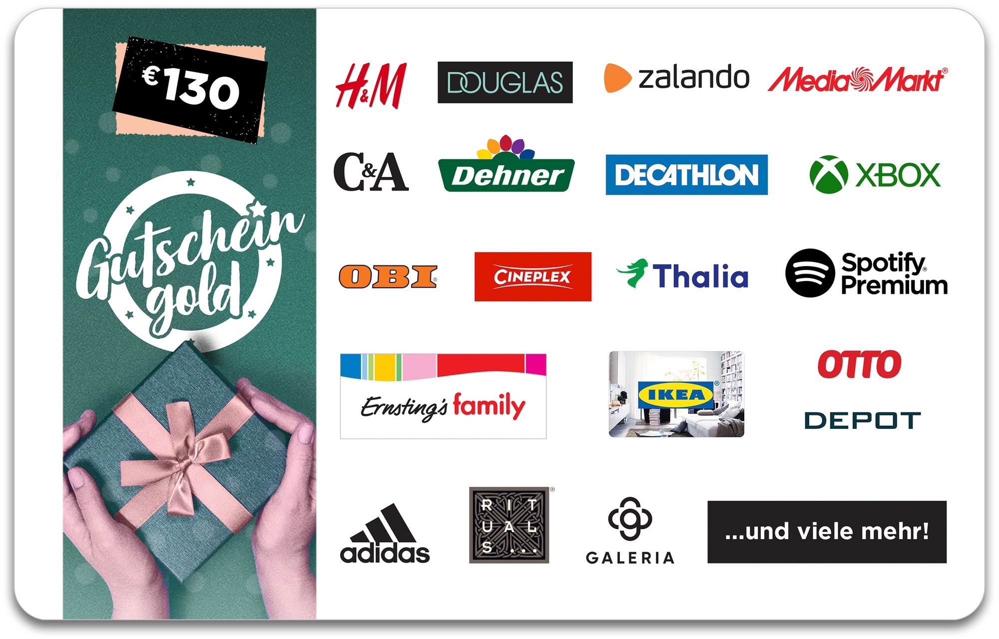 130,&ndash; &euro; GUTSCHEINGOLD Universal-Gutschein 
